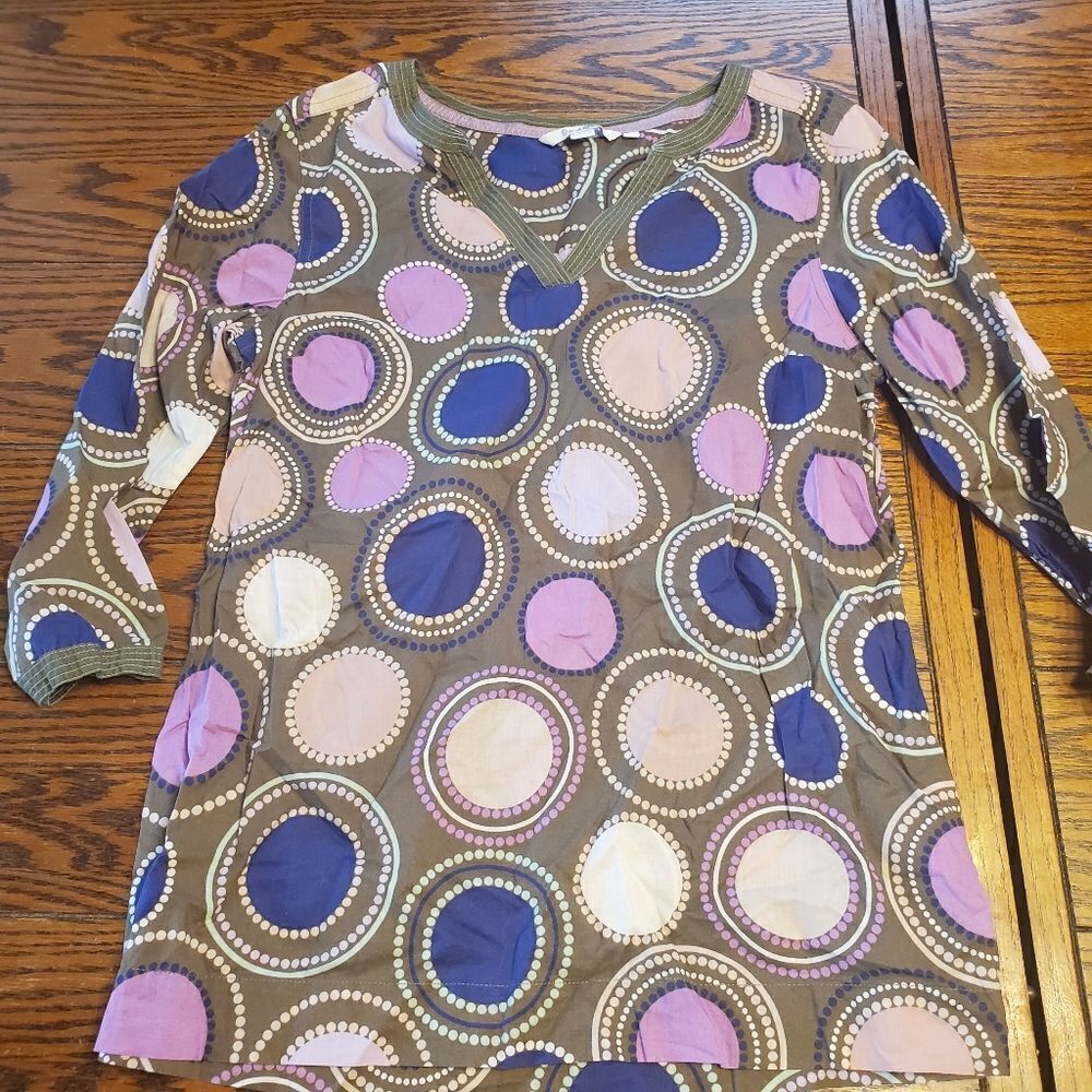 Boden brown purple&blue circle blouse size 4